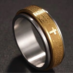 LORD PRAYER SPINNER RING-ANXIETY RELIEF STAINLESS STEEL BAND FOR MEN & WOMEN